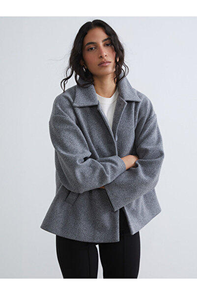 LC Waikiki Özmarka Yeni Sezon Gömlek Yaka Oversize Kadın Kaşe Kaban