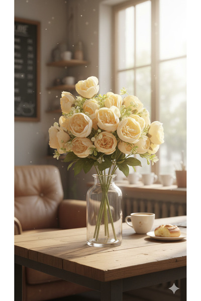 yapay çiçek evi Ornament decorativ pentru vază de casă, bujor, somon, trandafir