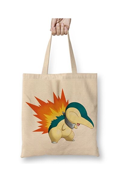 Toyaso حقيبة تسوق من القماش الأبيض من بوكيمون سينداكيل بمقبض طويل وحقيبة للشاطئ