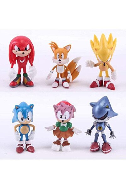 LIXADA مجموعة مجسمات القنفذ سونيك المصممة حصريًا للأطفال، مكونة من 6 قطع، متع...