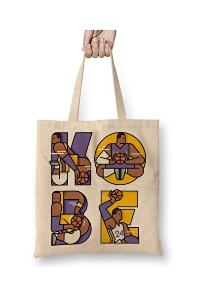 Toyaso Geantă de pânză albă Kobe Bryant Tribute Typography Geantă de cumpărăt...