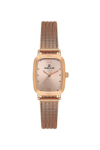 Daniel Klein Dk.1.14125-6 Rose Gold Rectangular Wicker Cord Women's Wristwatch