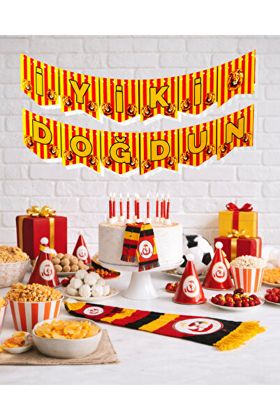 Evabrite Yellow Red Fan Themed Birthday Banner Set – Cardboard Banner Party D...