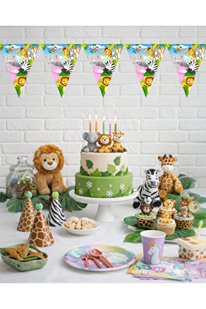 Evabrite Set de steaguri pentru ziua de naștere cu tematică de animale drăguț...