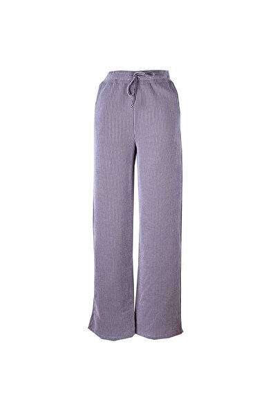 trender Striped Gray Women's Trousers 2497