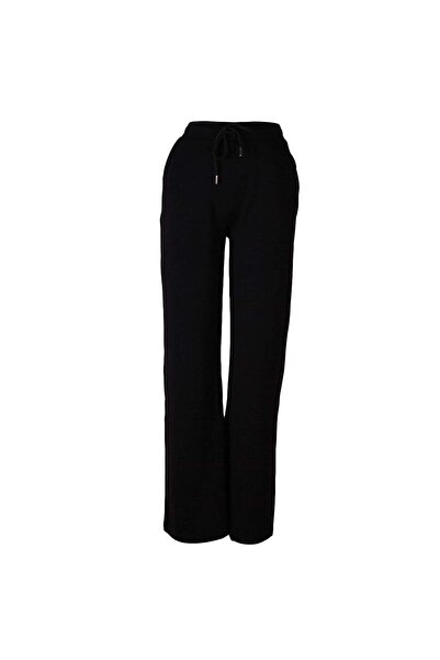 trender Wide Leg Modal Black Women's Sweatpants 5463
