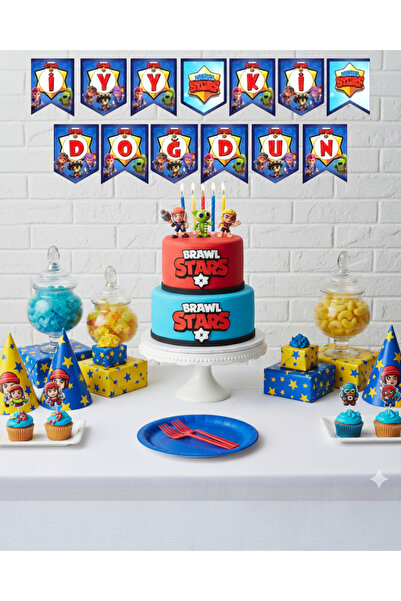 Evabrite Brawl Stars Themed Birthday Banner Set – Cardboard Banner Party Decor