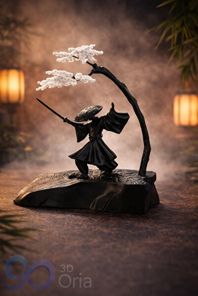 3DOria Dingin & Huzurlu & Samuray & Bonsai Ağacı & Mükemmel Görünümlü Biblo