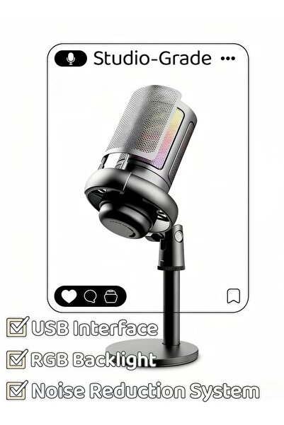 Generic Gaming Microphone USB Condenser Microphone Desktop Microphone with RG...