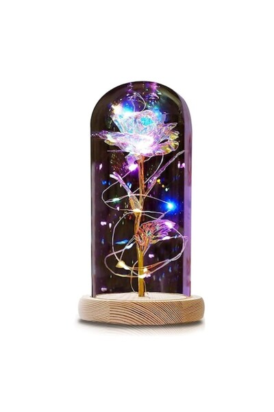 EZGETOP Trandafir roșu artificial în cupolă de sticlă