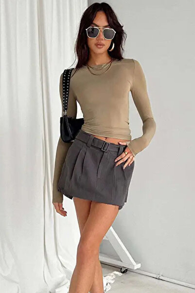 İlayda Toprak Βασική Μπλούζα με Λαιμόκοψη Ποδηλάτου, Χτενισμένο Βαμβάκι, Στεν...