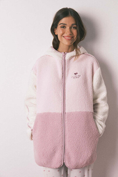 Women'secret Multicoloured faux shearling robe with hood
