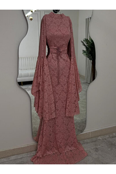 Elora فستان روزا دانتيل ملكي