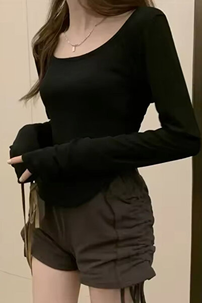 İlayda Toprak Γυναικεία μακρυμάνικη μπλούζα Chron Basic Casual σε μαύρο χρώμα