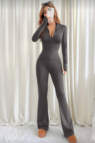 İlayda Toprak Combo Basic Füme Rover Parmak Geçirmeli Slim Fit Fermuarlı 2'li...