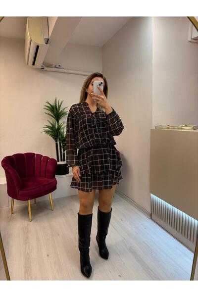 Reyon DESENLİ ŞİFON ELBİSE