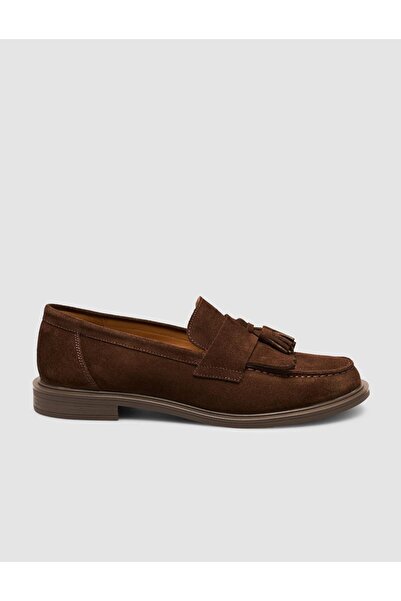 Cabani حذاء لوفر مصنوع من جلد الغزال الأصلي بنسبة 100% باللون البني