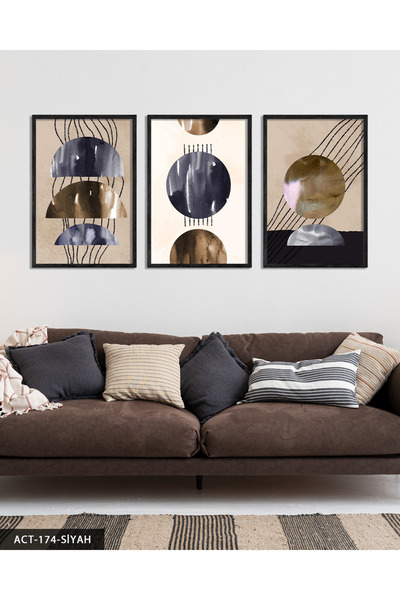 Evinemoda Kružni i linearni poster, 3 komada drvenih uokvirenih slika ACT