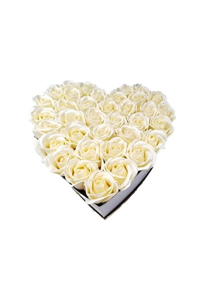 Buchet cu dor Cutie Iubire Veșnică cu 37 de Trandafiri Albi din Săpun