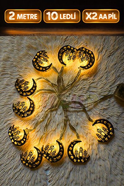 Huzur Party Store Ramazan Hilal Minare Figür Metal Led Işık Süsü Gold 2 Metre...