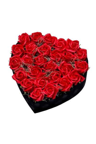 OEM Aranjament floral cu trandafiri roșii de săpun în cutie neagră din catife...