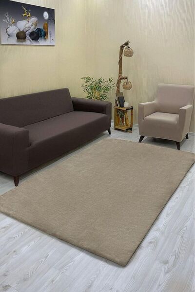 Şahaneev Tekstil Düz Model Welsoft Halı Örtüsü Vizon Renk - 200 x 300