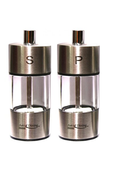 Heinner SET OF 2 SALT & PEPPER GRINDERS, STAINLESS STEEL, 9 CM
