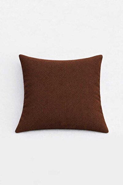 PerdeYap1980 Velvet Textured Dark Brown Throw Pillow Cover (1 Piece)