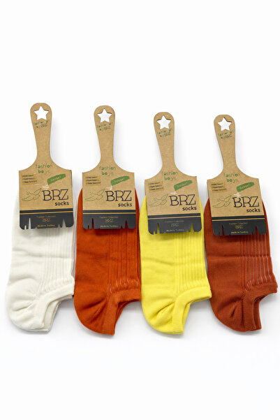 BRZ KIDS Унисекс детски чорапи с ребра, 4 чифта – кремави, жълти и кафяви нюанси