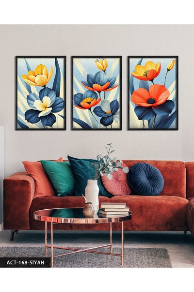 Evinemoda Šareno cveće, slika u drvenom okviru, 3 dela