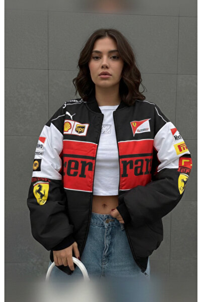 Köstebek Paraşüt Kumaş Racing Retro Unisex Bomber Ceket