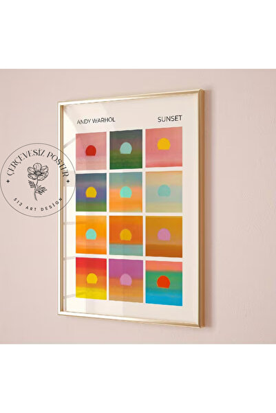 512 STORE Estetik Modern Tasarım Andy Warhol Sunset Çerçevesiz Kuşe Kağıt Pos...