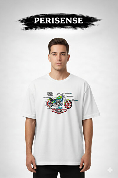 YRN COLLECTION تي شيرت للجنسين من Chopper Motorcycle BLUEPRINT مطبوع Premium ...