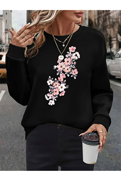 Deocept سويت شيرت نسائي مطبوع برقبة دائرية مريح ومريح