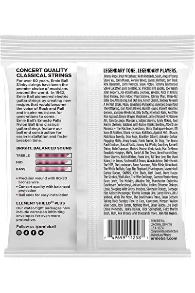 Ernie Ball Classical Guitar Strings 3-Pack | Black & Gold Nylon, Ball-End Set