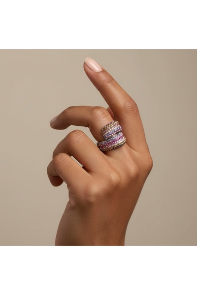 COCOSH TAKI Purple Pink Zircon Stone Adjustable Stylish Ring