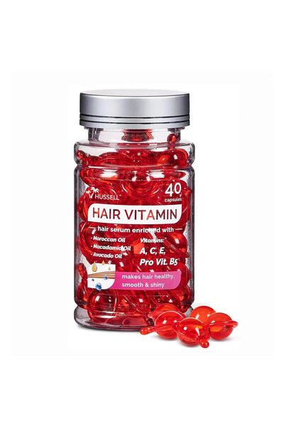 Hussell كبسولات زيت فيتامينات الشعر - سيروم للعناية بالشعر بدون شطف مع زيت ال...