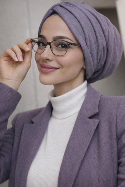 Aişe tesettür بونيه فضفاضة برباط أرجواني