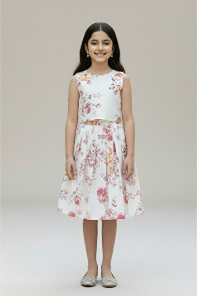 Alesaei-mondo tondo بلوزة بناتية أنيقة بنقشة زهور ملونة 7292