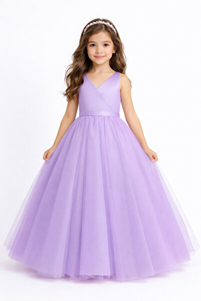 SUNEH Kız çocuk Lila Anvelop Mezuniyet Doğum Günü Elbise