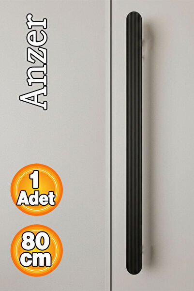 Badem10 Anzer Striped 800 mm Matte Black Cabinet Drawer Handle Modern Long Ha...