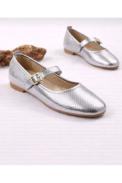 Beyond Silver Patent Leather Mary Jane Ballet Flats Stylish Buckle Comfortabl...