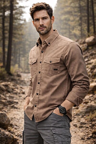 CLASSİCS MEN Yxc Uzun Kol Slim Fit Erkek Kot Gömlek - 7467