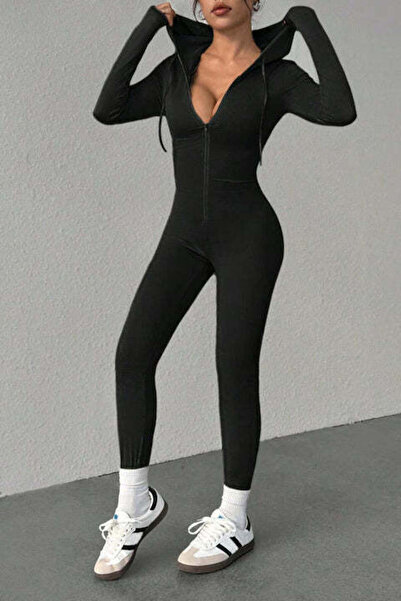 StreetWear Outlet Women's Full Body Jumpsuit with Hood and Zipper