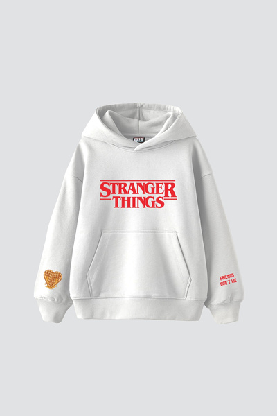 Bak Moda Friends Don't Lie cu imprimeu supradimensionat Hanorac alb unisex