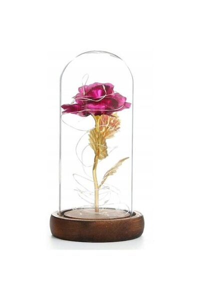 OEM Cryogenic Rose with LEDs, 21x11x9 cm, Red/Gold