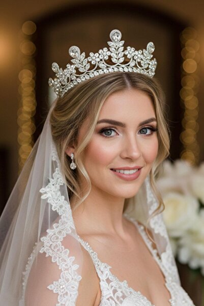 TAKIŞTIR Coroană de design cu zirconiu pentru mireasă/henna/înlogătură/promis...