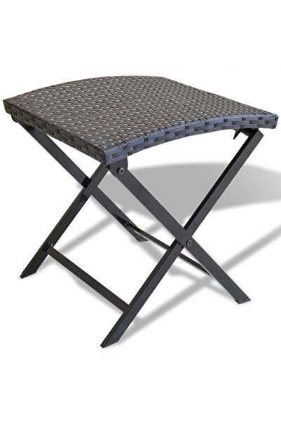 vidaxl Folding Stool Poly Rattan Black