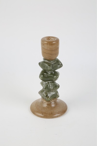 Vitale Füme Cam Taş Mumluk 11*11*23 cm