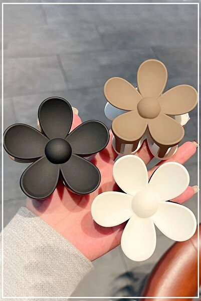 C&E Design Kadın 3'lü Kahve Papatya Mandal Toka Seti